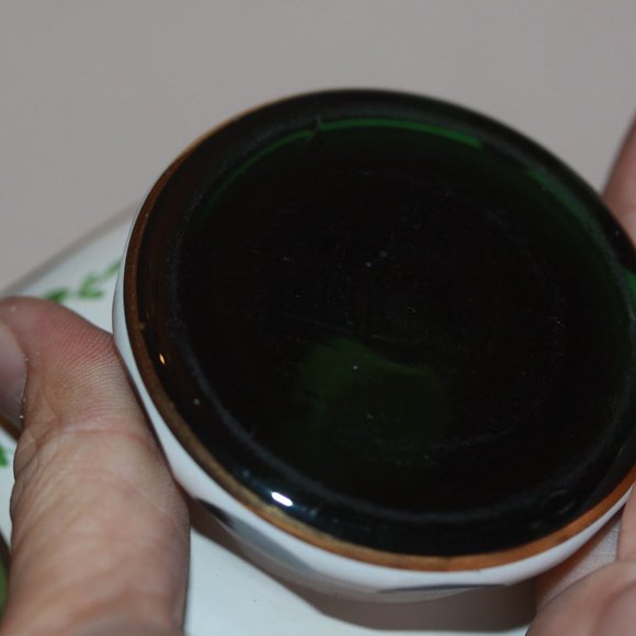 Czech Bohemian Glass Green Cased to White Small Bowl Hand Painted LOT 8155 - Picture 6 of 7